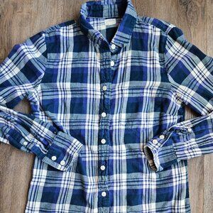 J. Crew The Perfect Shirt Womens XS Blue Purple Plaid Flannel Button 100% Cotton